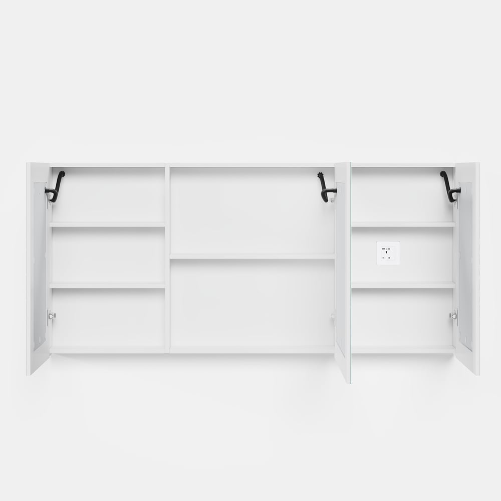 150cm LED Bathroom Medicine Cabinet with Anti-Fog, Dimmable Tri-Color Lighting window image
