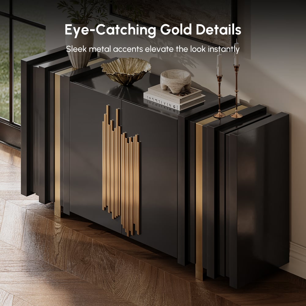 Questions et Réponses pour Meuble de rangement Aurea 160 cm en bois noir avec 2 portes et 2 étagères