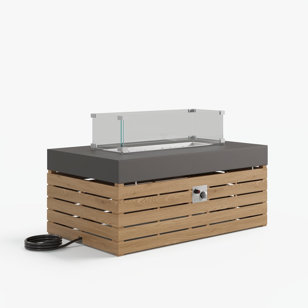 Tevara Outdoor 39" Propane Smokeless Rectangular Fire Pit Table in Gray window image