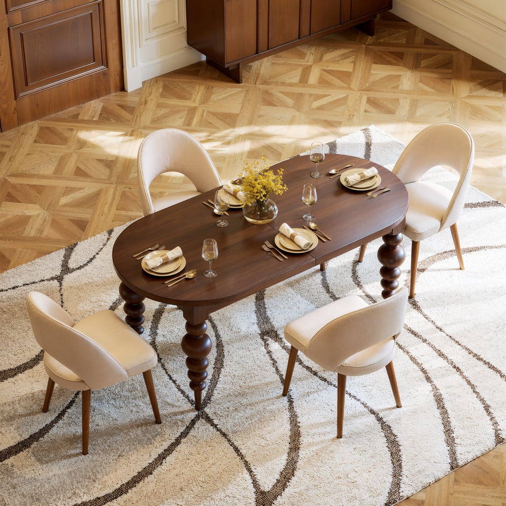 Tavolo da pranzo ovale allungabile in noce per 4 - 6 persone, 170 - 200 cm Immagine della finestra