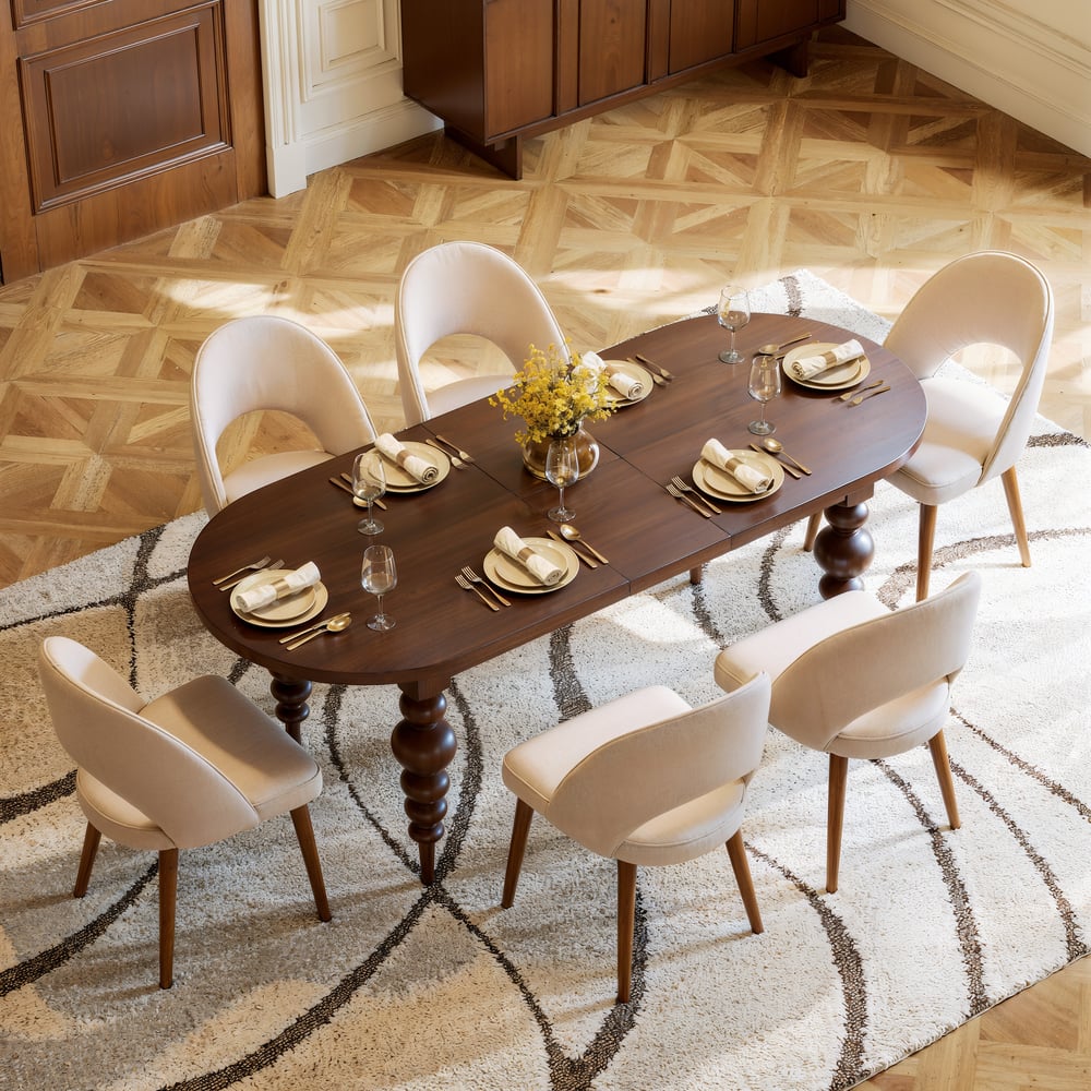 Tavolo da pranzo ovale allungabile in noce per 4 - 6 persone, 170 - 200 cm Immagine della finestra