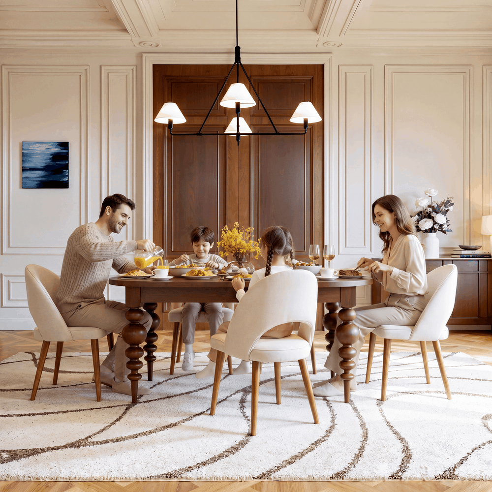 Tavolo da pranzo ovale allungabile in noce per 4 - 6 persone, 170 - 200 cm Immagine della finestra