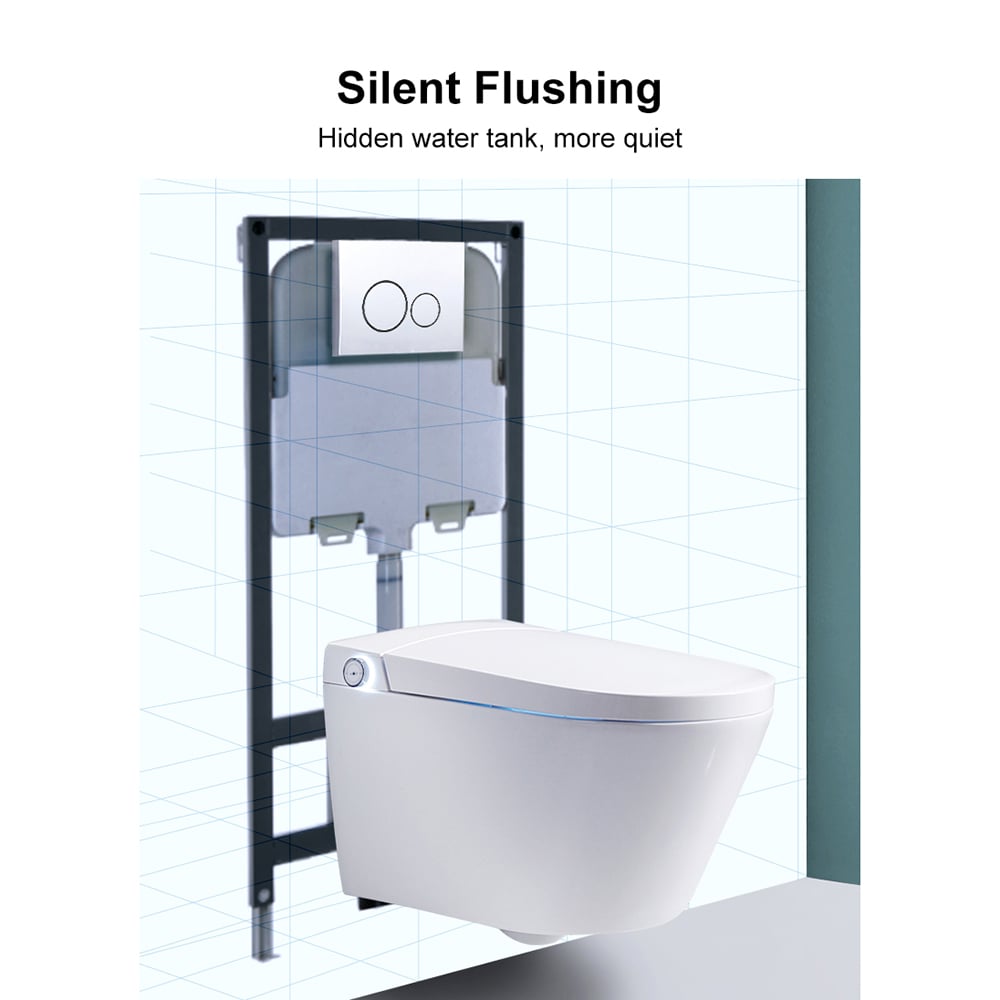 Airloo S2 Wall-Mounted Smart Bidet Toilet with In-Wall Tank, UV sterilization, 1.32 GPF window image