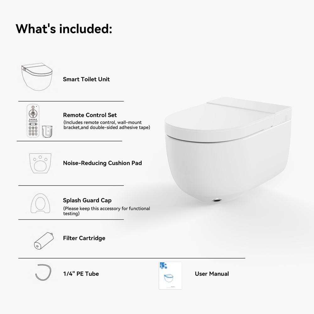 Airloo S2 Wall-Mounted Smart Bidet Toilet with In-Wall Tank, UV sterilization, 1.32 GPF window image