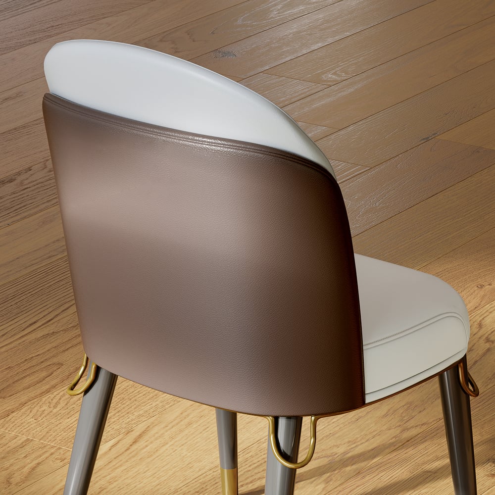Modern Warm White PU Leather Upholstered Dining Chair, 2 Pieces window image
