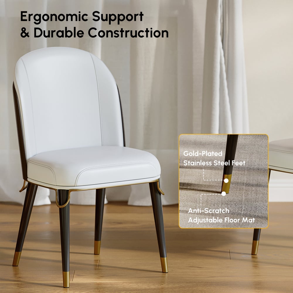 Modern Warm White PU Leather Upholstered Dining Chair, 2 Pieces window image