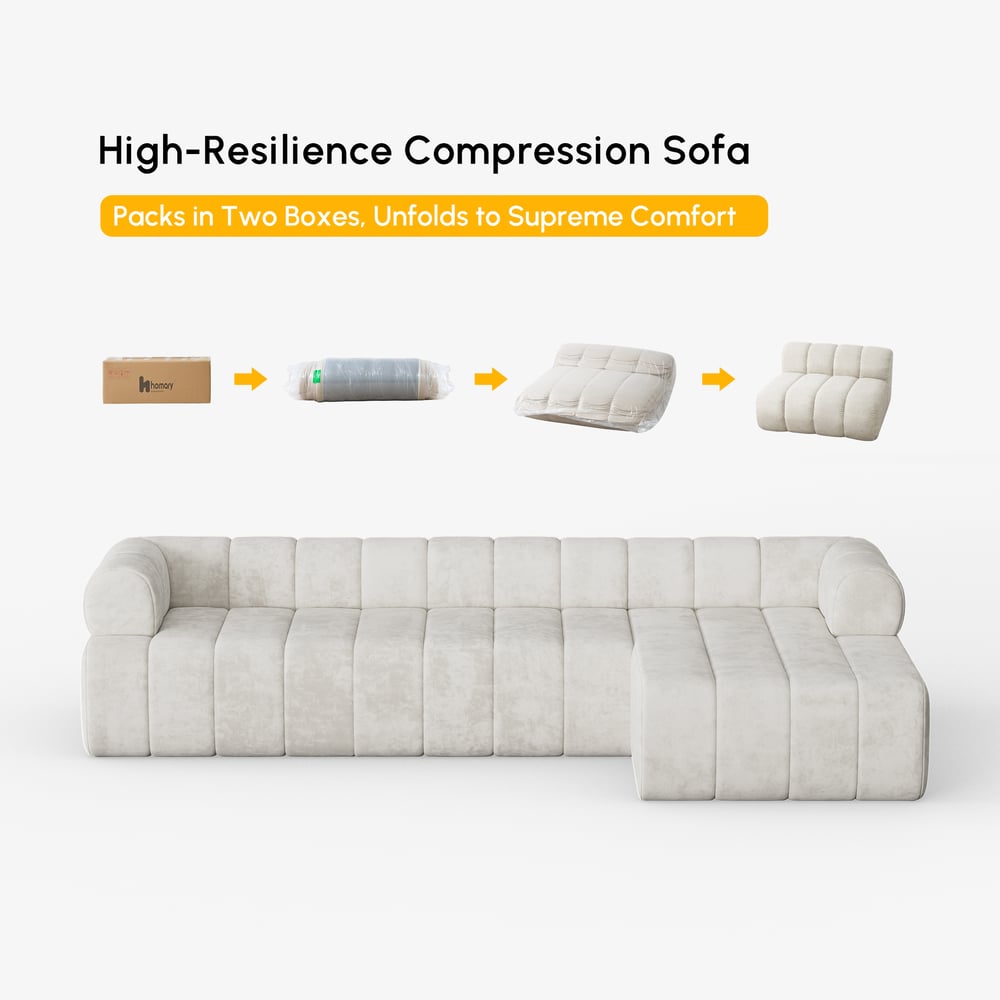 Nimbus 118" 3-Piece Channel Tufted Velvet Sectional Sofa with Chaise window image