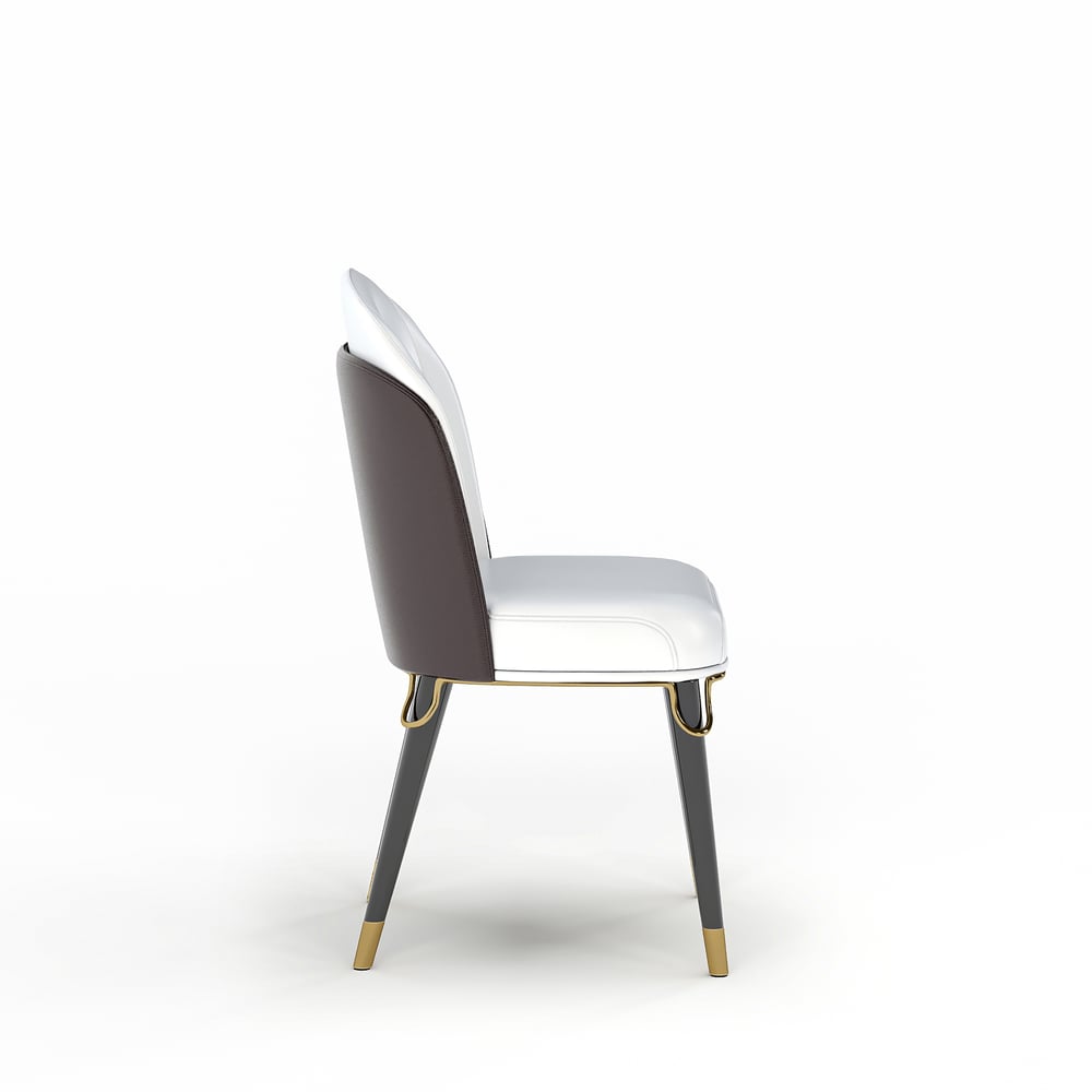 Modern Warm White PU Leather Upholstered Dining Chair, 2 Pieces window image
