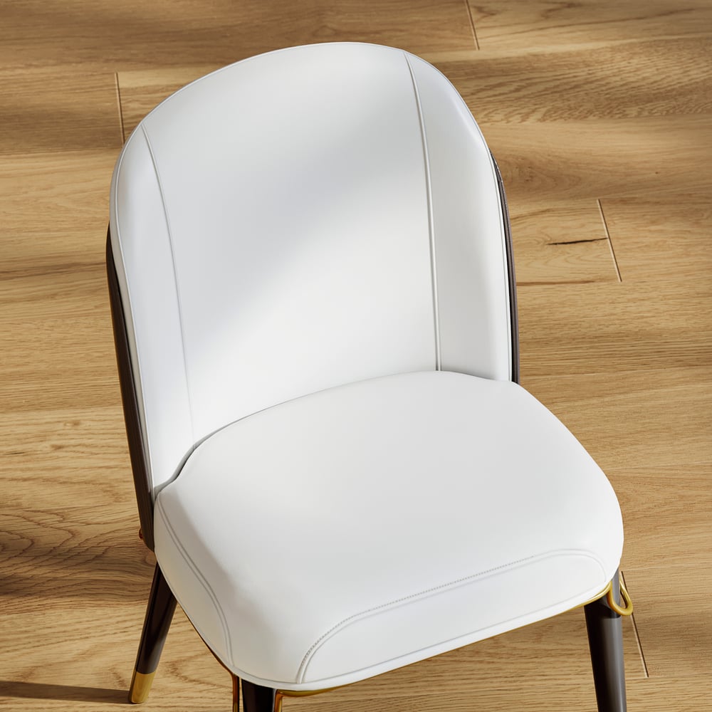 Modern Warm White PU Leather Upholstered Dining Chair, 2 Pieces window image
