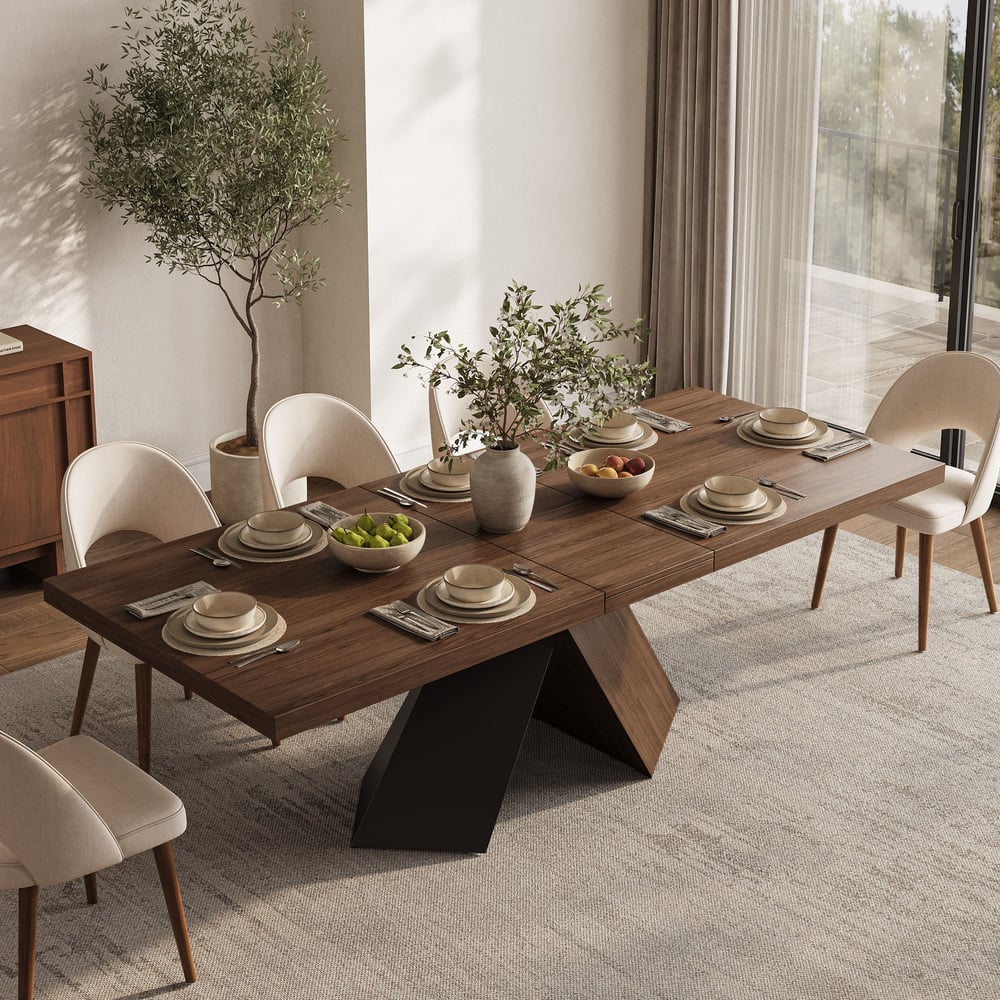 Customer Reviews for Farmhouse 79"–94" Extendable Rectangular Walnut Dining Table, Seats 6–8