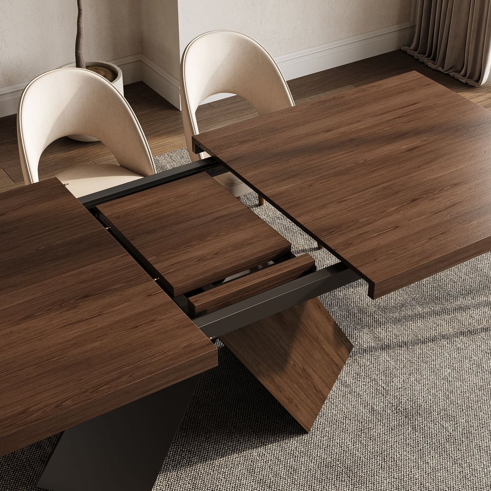 Farmhouse 79"–94" Extendable Rectangular Walnut Dining Table, Seats 6–8 window image
