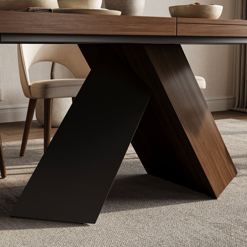 Farmhouse 79"–94" Extendable Rectangular Walnut Dining Table, Seats 6–8 window image