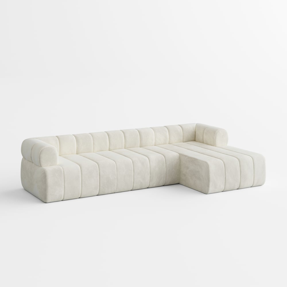 Nimbus 118" 3-Piece Channel Tufted Velvet Sectional Sofa with Chaise window image