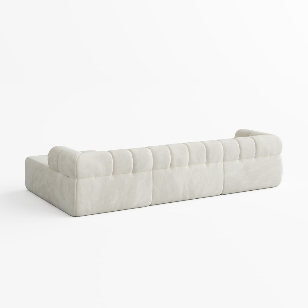 Nimbus 118" 3-Piece Channel Tufted Velvet Sectional Sofa with Chaise window image