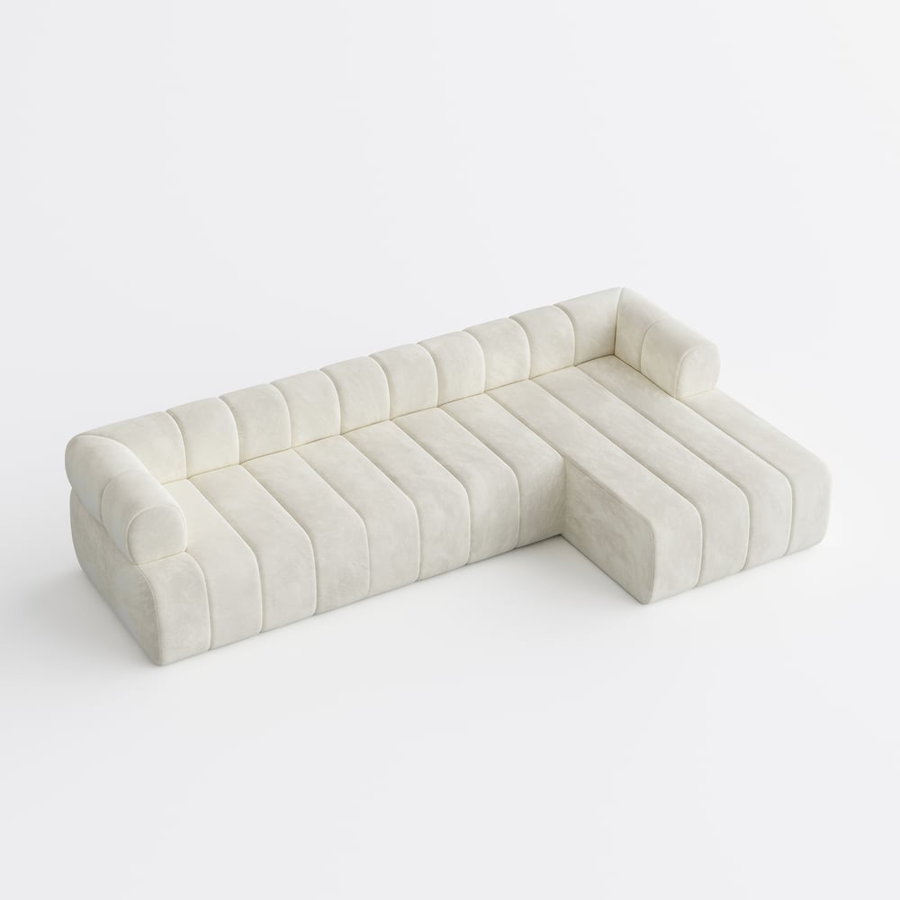 Nimbus 118" 3-Piece Channel Tufted Velvet Sectional Sofa with Chaise window image