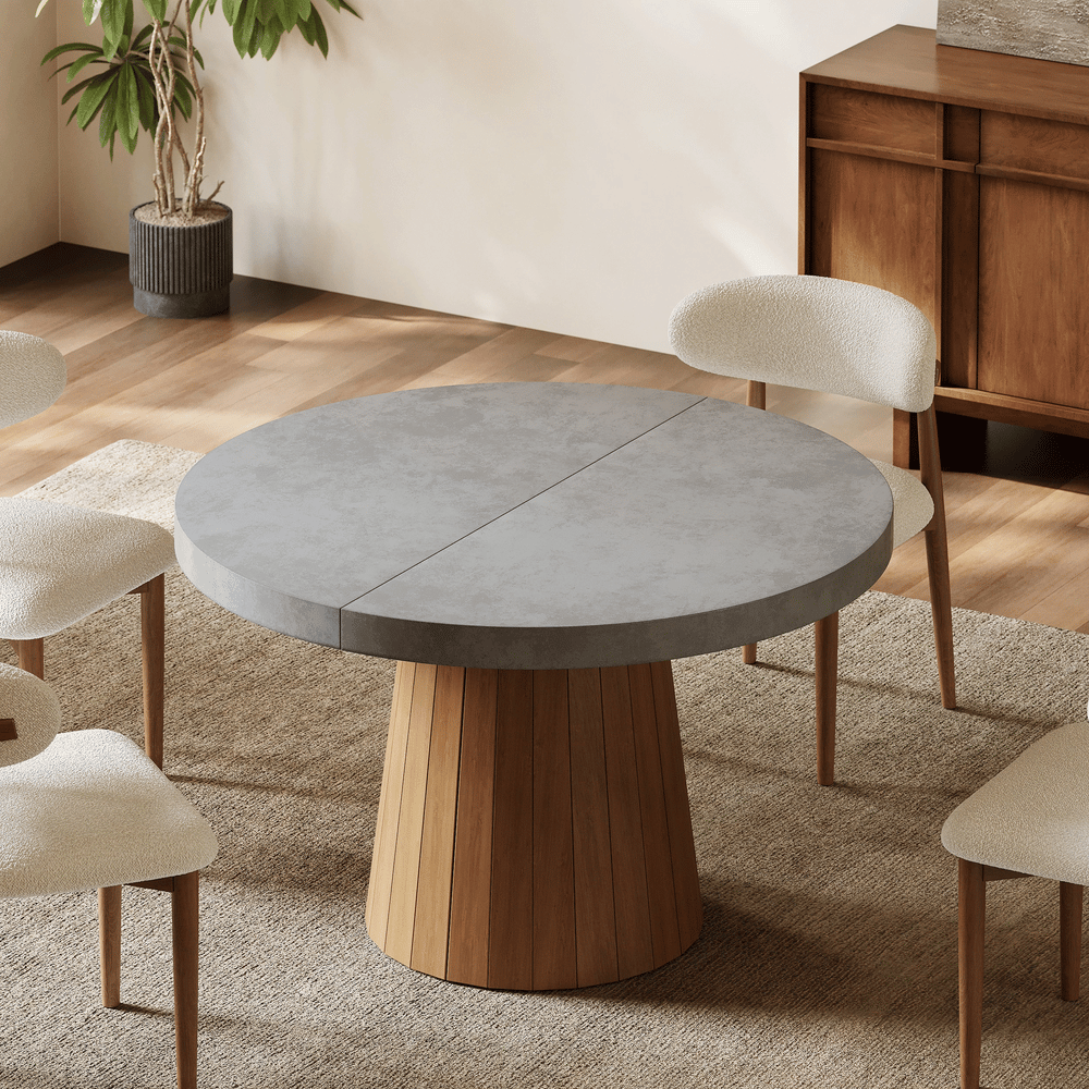 Dining Set 100-140cm Japandi Extendable Dining Table with 4 Chairs window image