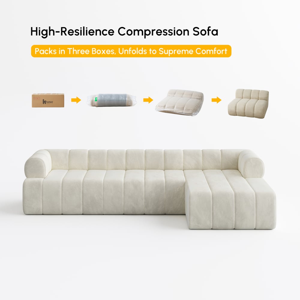 Nimbus 118" 3-Piece Channel Tufted Velvet Sectional Sofa with Chaise window image