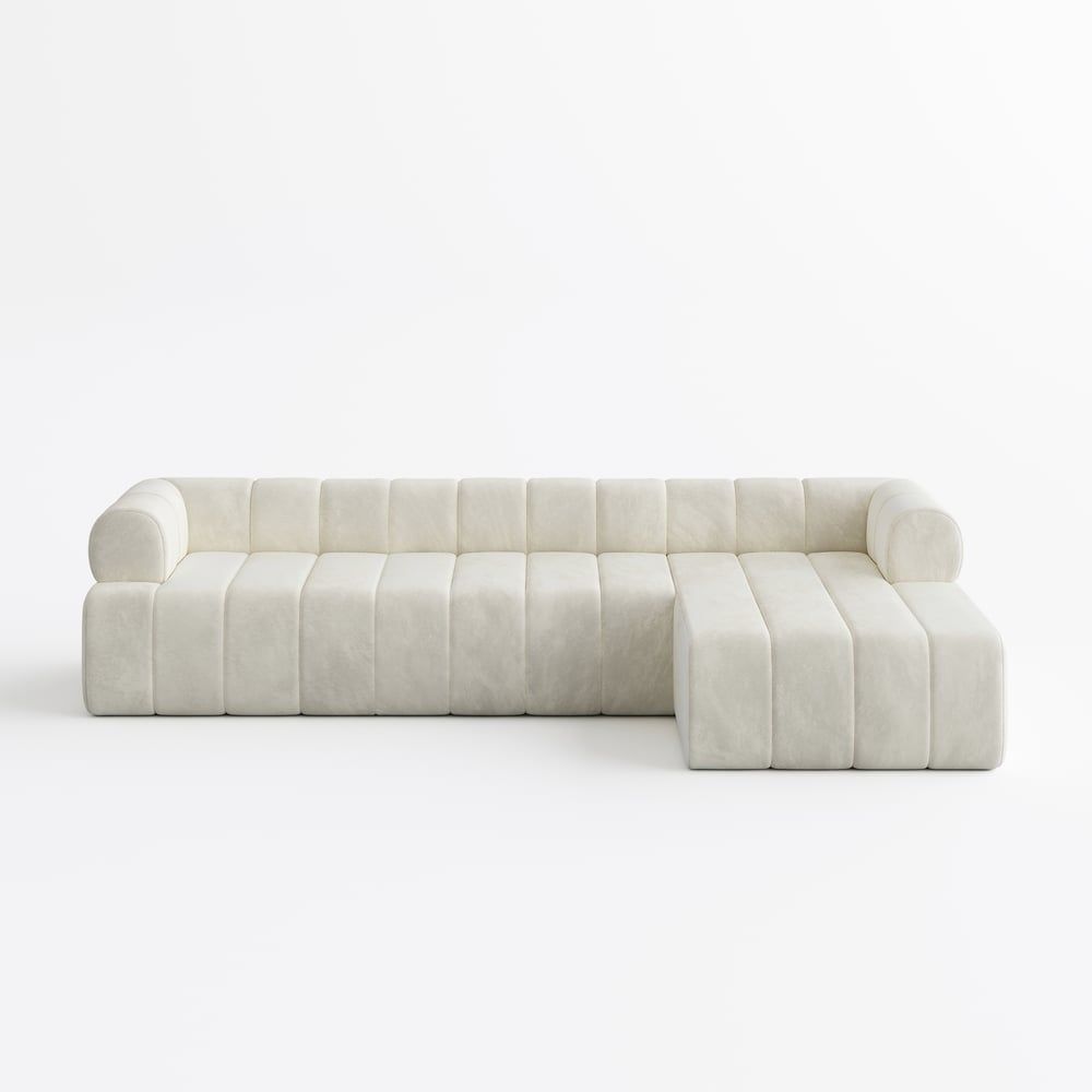 Nimbus 118" 3-Piece Channel Tufted Velvet Sectional Sofa with Chaise window image