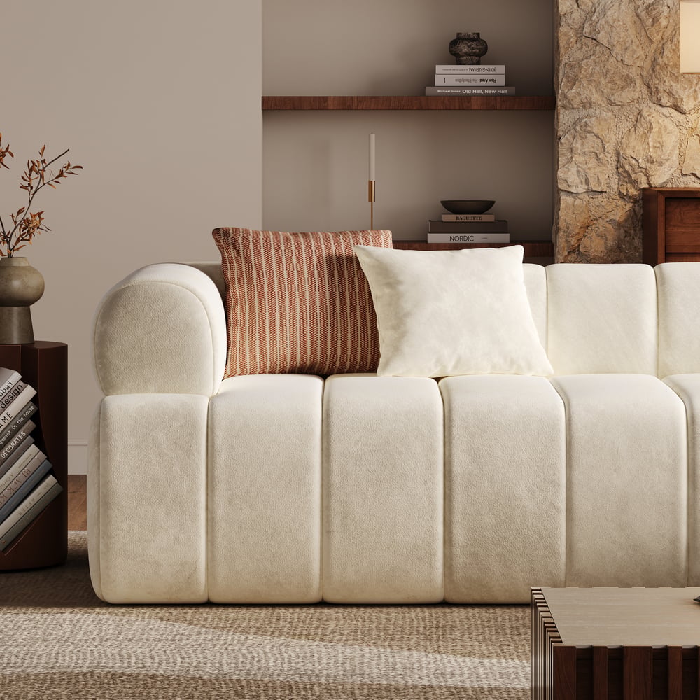 Nimbus 118" 3-Piece Channel Tufted Velvet Sectional Sofa with Chaise window image