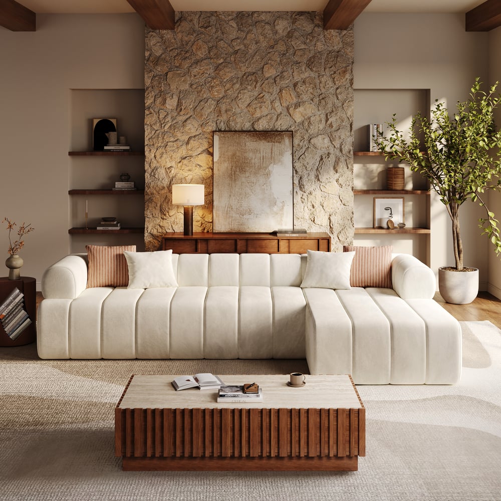 Customer Reviews for Nimbus 118" 3-Piece Channel Tufted Velvet Sectional Sofa with Chaise