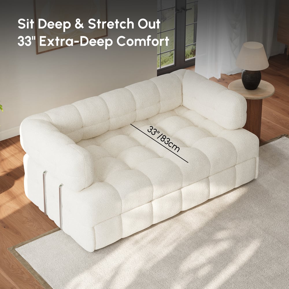 66" Full 2-Seater Boucle Convertible Sleeper Sofa window image