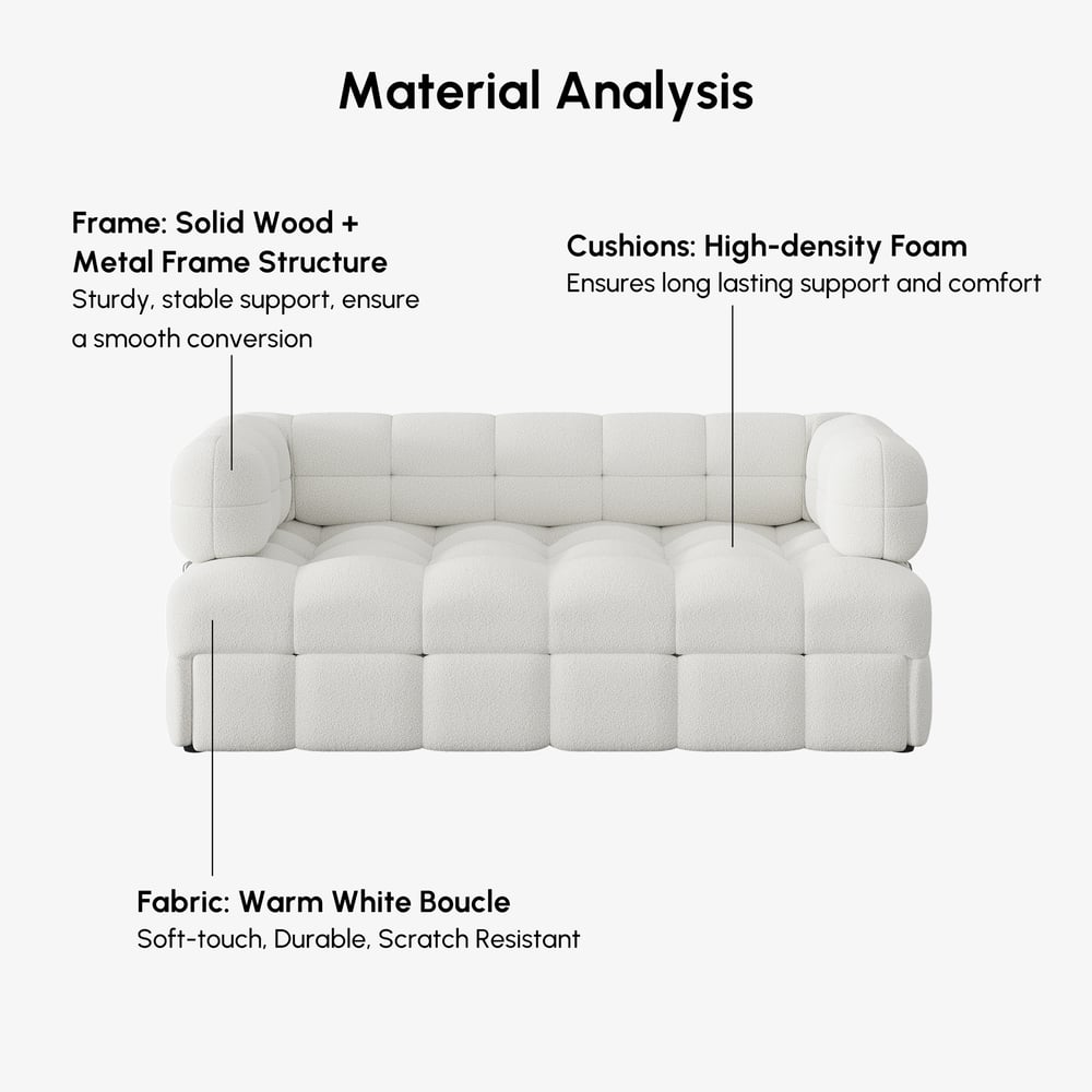 66" Full 2-Seater Boucle Convertible Sleeper Sofa window image