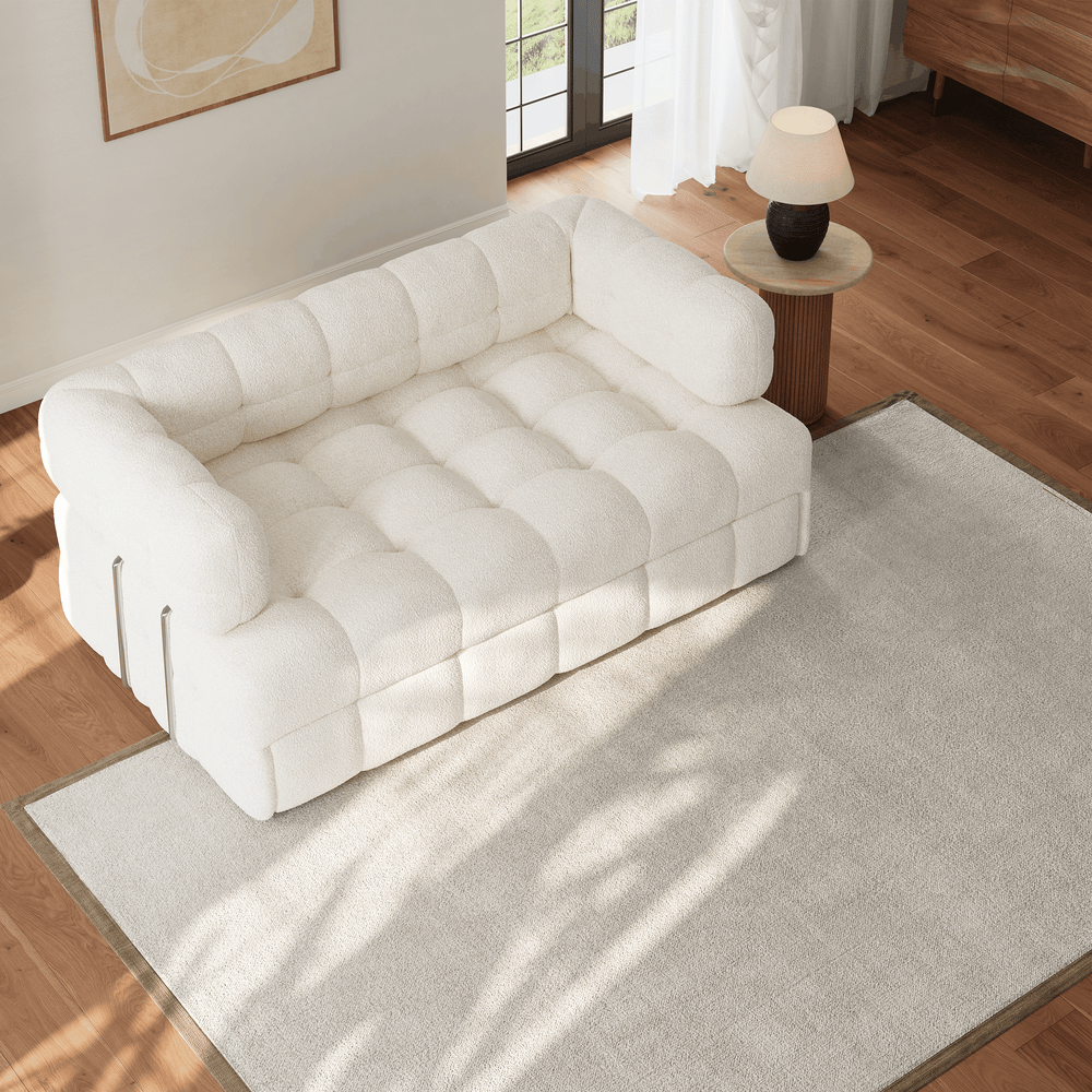 66" Full 2-Seater Boucle Convertible Sleeper Sofa window image