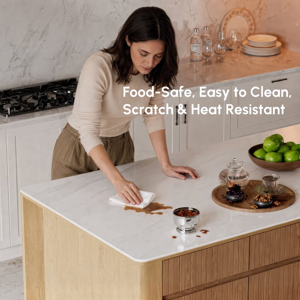 Isola Cucina Mid-Century 183 cm Lucida Pietra Sinterizzata Naturale con Contenitore Immagine della finestra