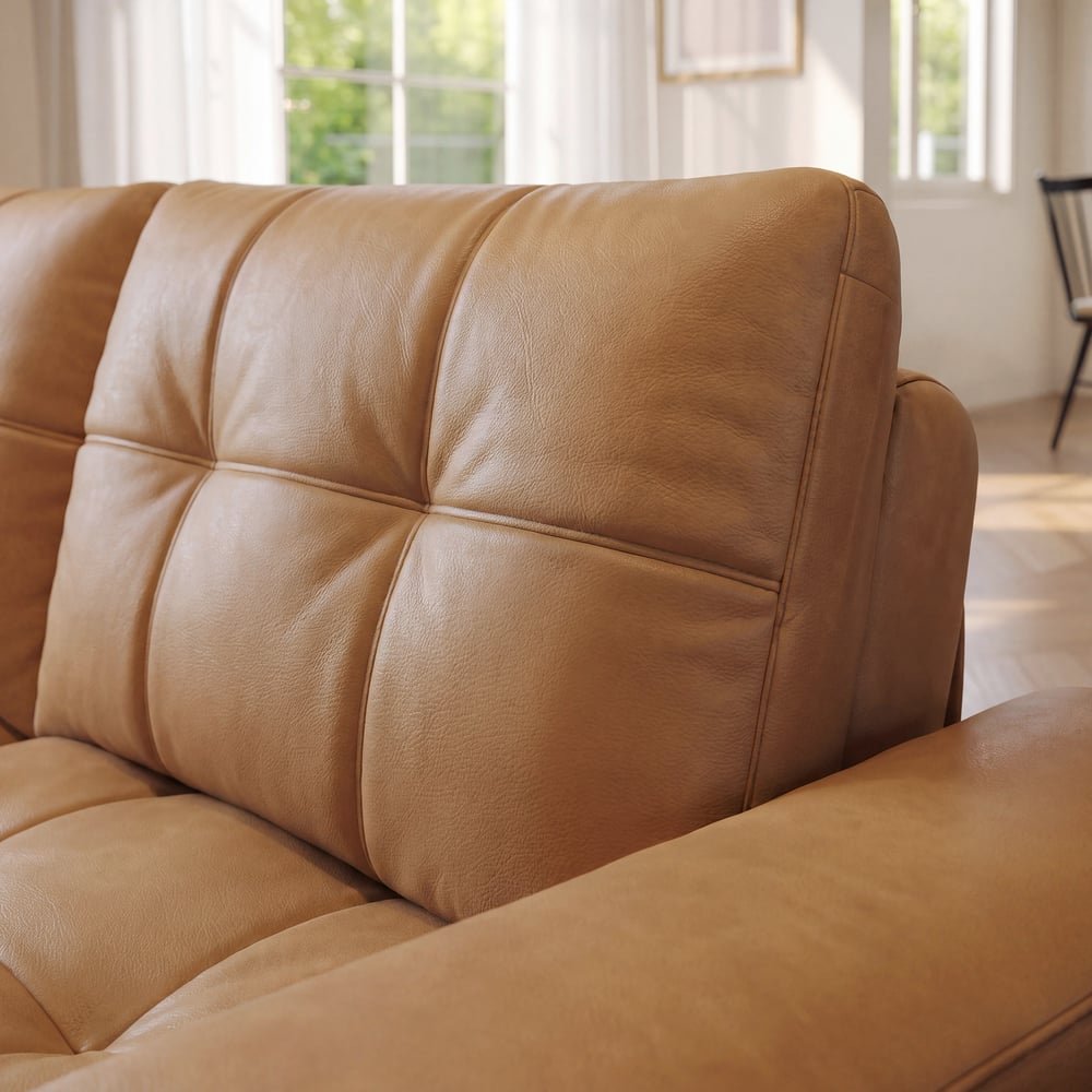 95" 2-Seater Genuine Leather Power Convertible Sleeper Sofa with Adjustable Armrests window image