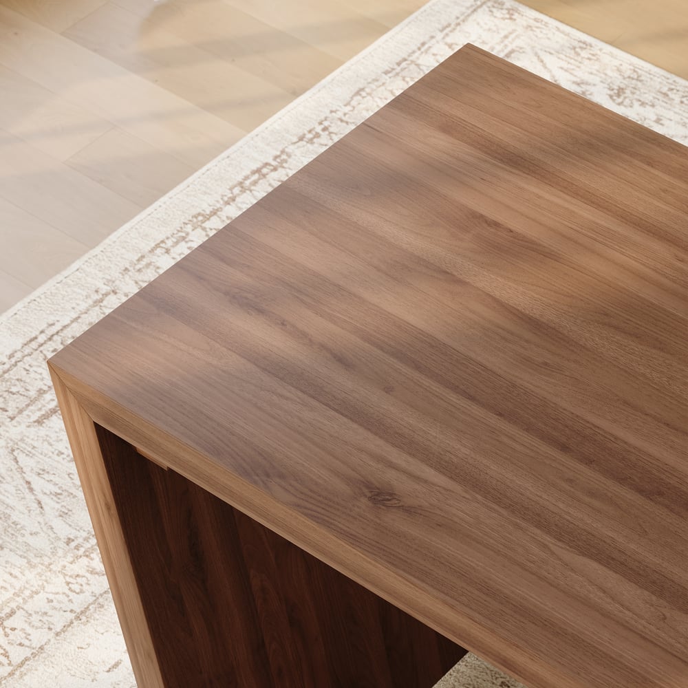 Modern 55" Rectangular Walnut Rubberwood Desk with Drawer window image