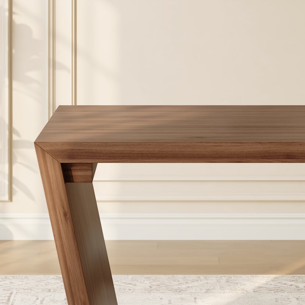 Modern 71" Rectangular Walnut Rubberwood Desk with Drawer window image