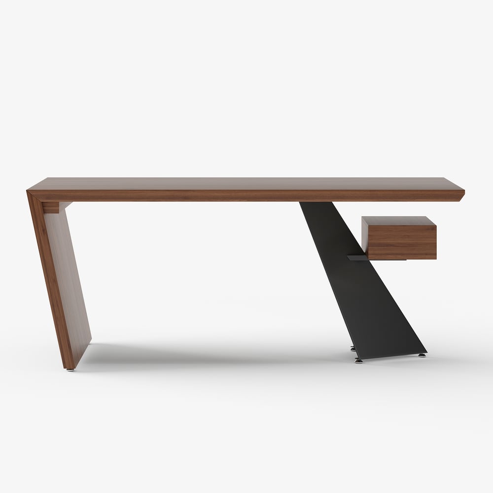 Modern 71" Rectangular Walnut Rubberwood Desk with Drawer window image