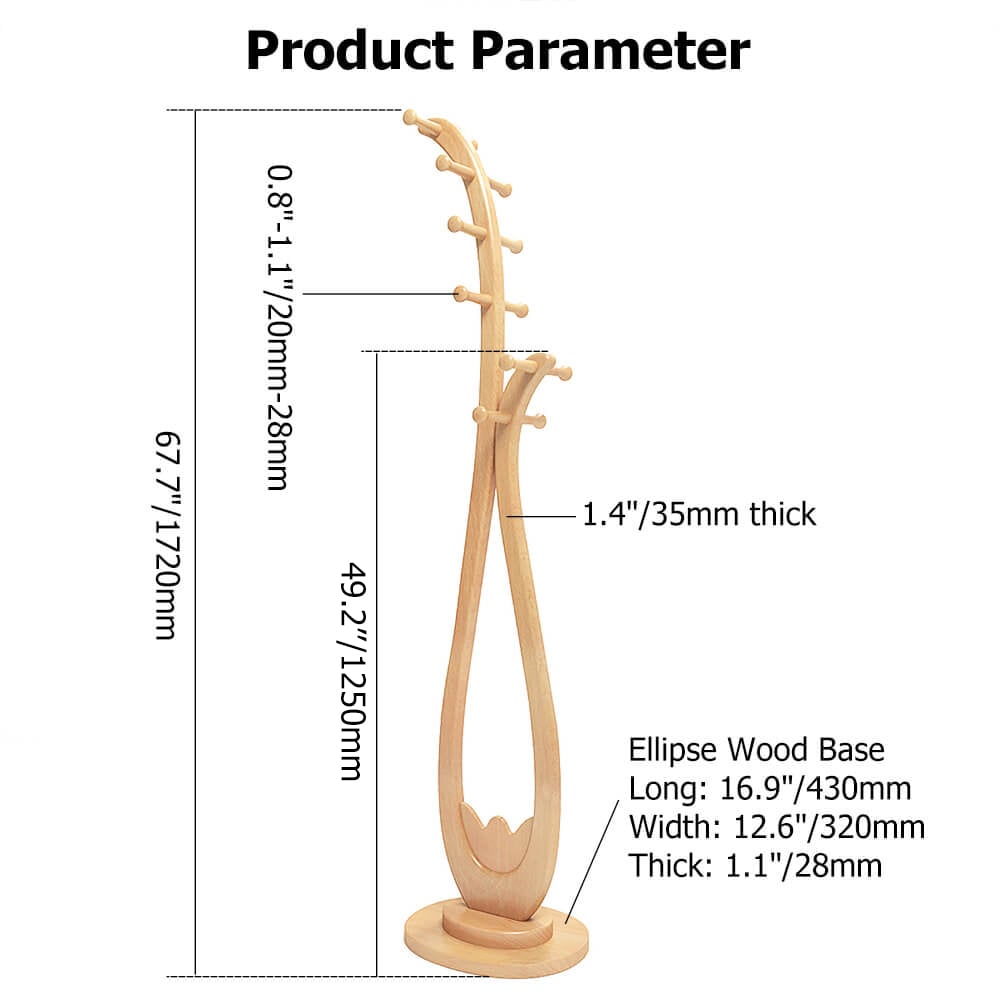 67.7"H Clothing Rack Coat Stand with Creative Artistry White/Natrual-White window image