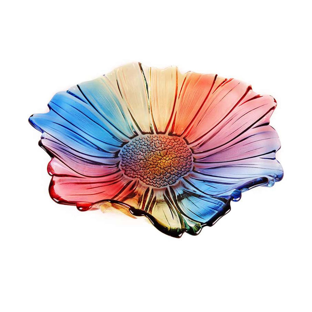 Modern Flower-Shaped Fruit Bowl in Glass