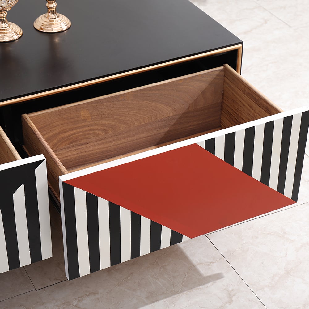 Modern Black Coffee Table with Storage in MDF & Metal window image