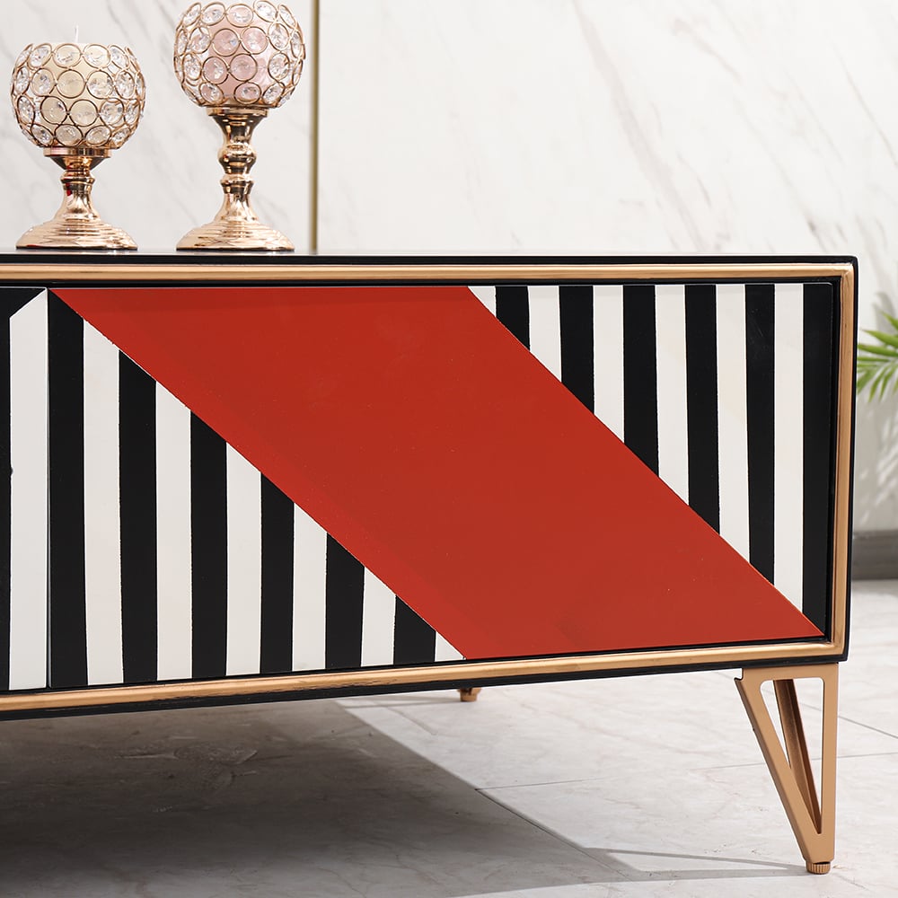 Modern Black Coffee Table with Storage in MDF & Metal window image