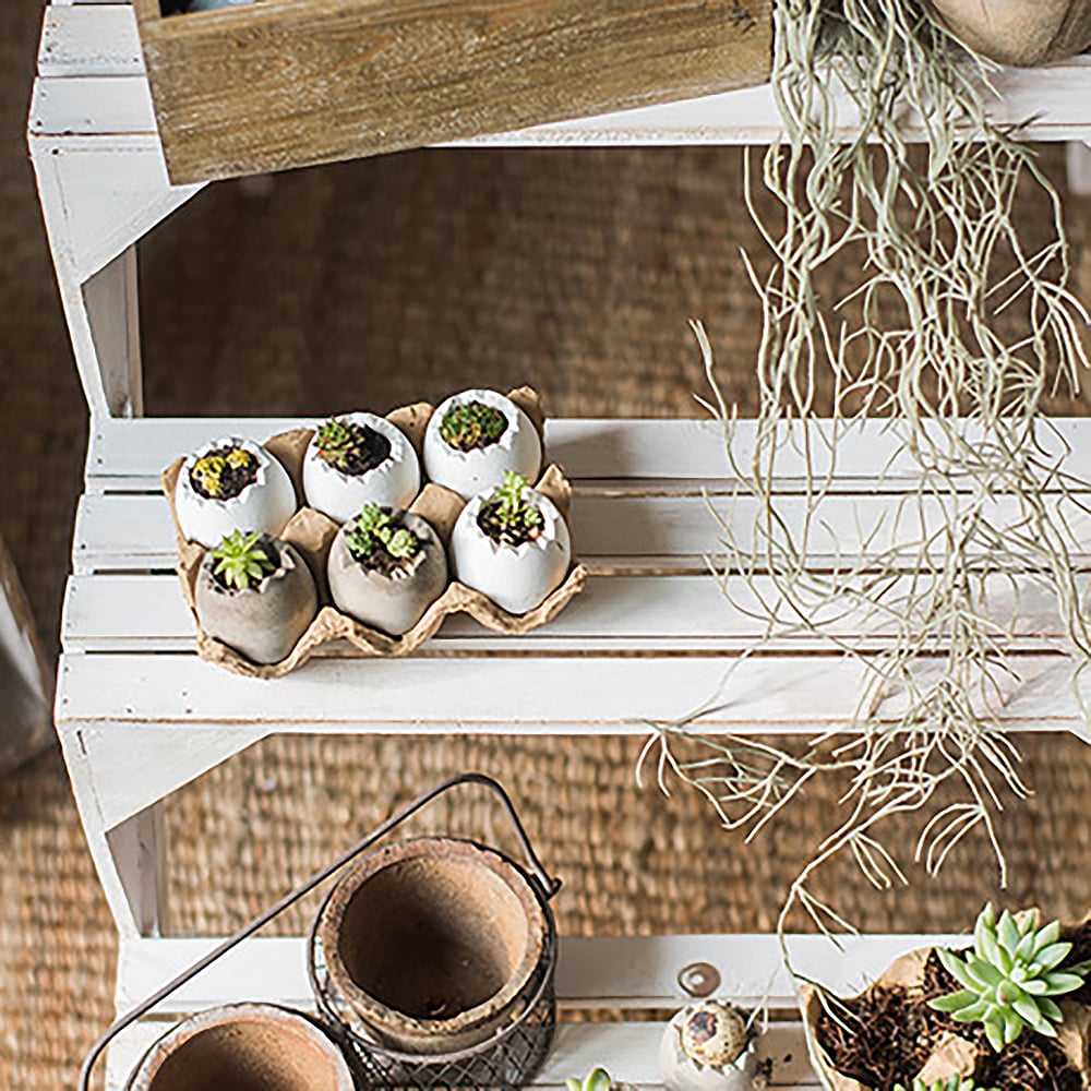 White Garden Plant Stand Ladder Shelf Flower Pot Display Rack window image