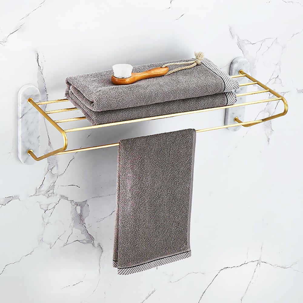 Contemporary Bathroom Storage Shelf Wall Mounted Towel Rack window image