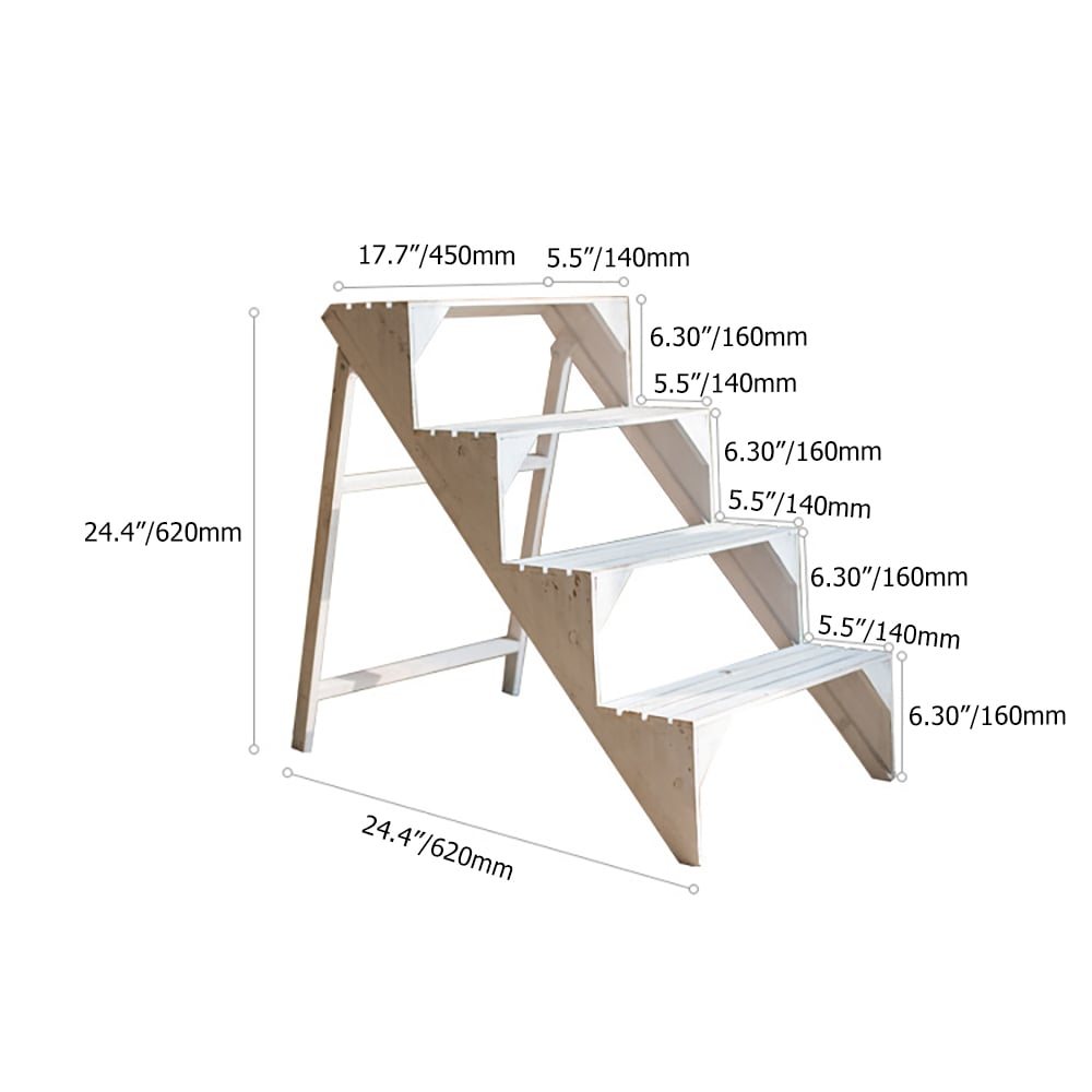 White Garden Plant Stand Ladder Shelf Flower Pot Display Rack window image