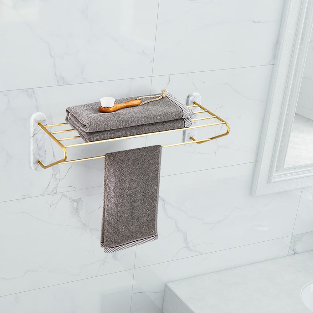 Contemporary Bathroom Storage Shelf Wall Mounted Towel Rack window image