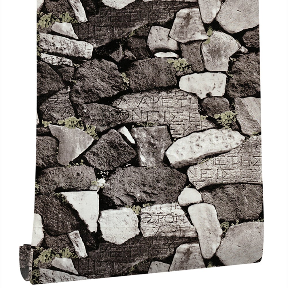 Vintage Original Stone Pattern in Gray 17.7″ x 19.6′ Peel and Stick Wallpaper window image