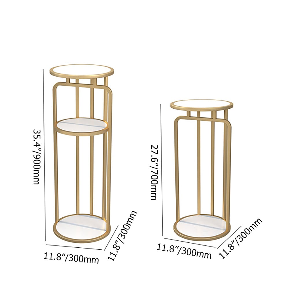 2-Tier Modern Plant Stand Indoors Round Storage Shelf window image