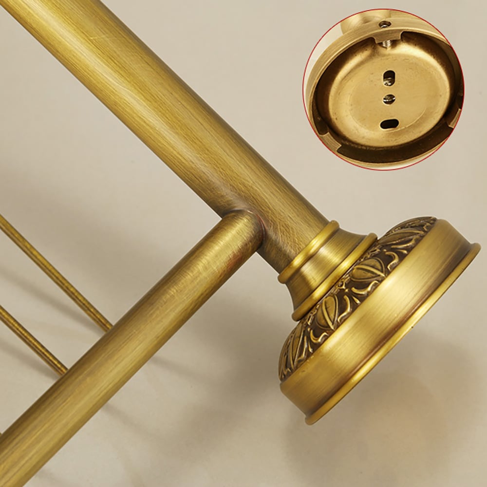 Retro Bathroom Wall Mounted Towel Bar with Shelf Metal Holder window image