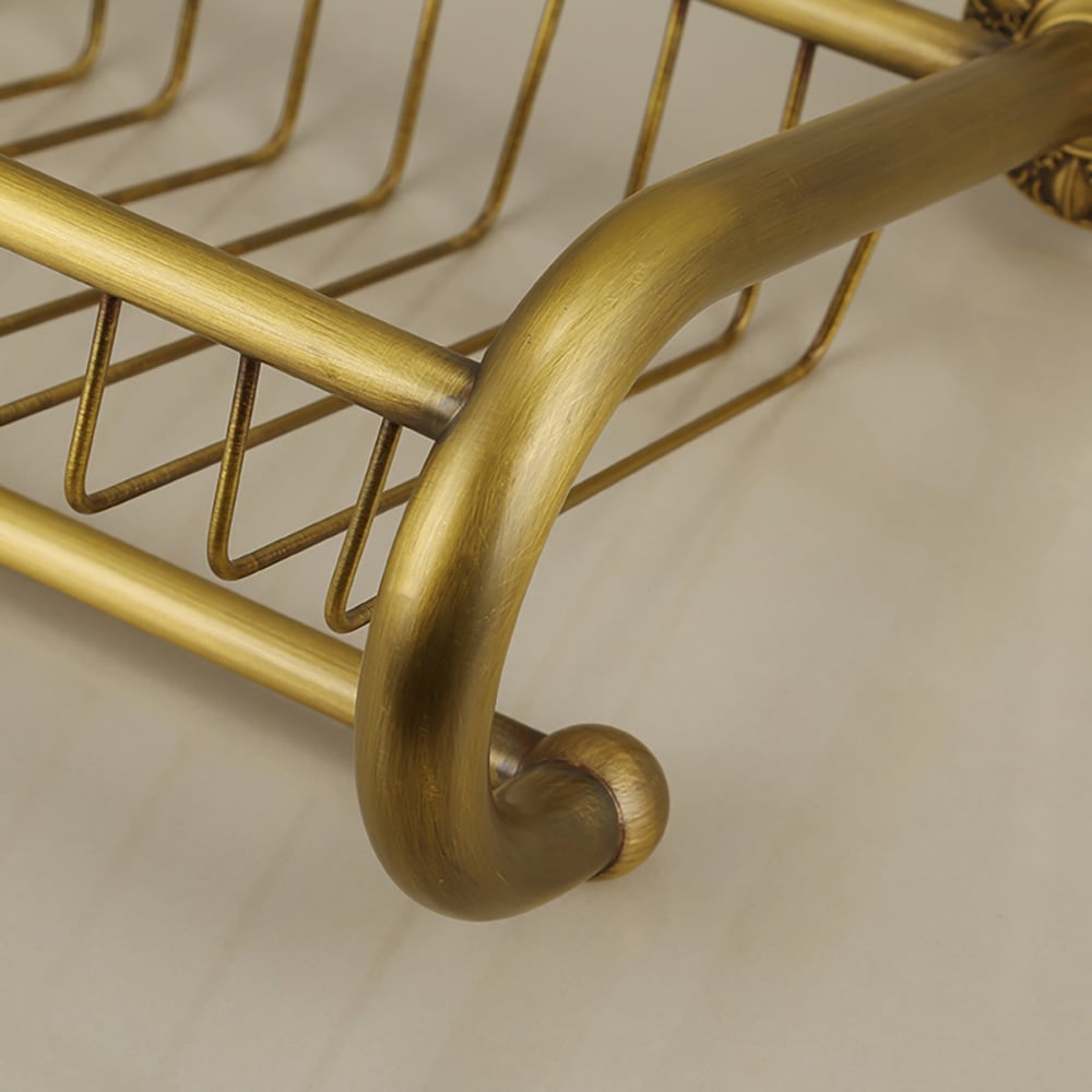 Retro Bathroom Wall Mounted Towel Bar with Shelf Metal Holder window image