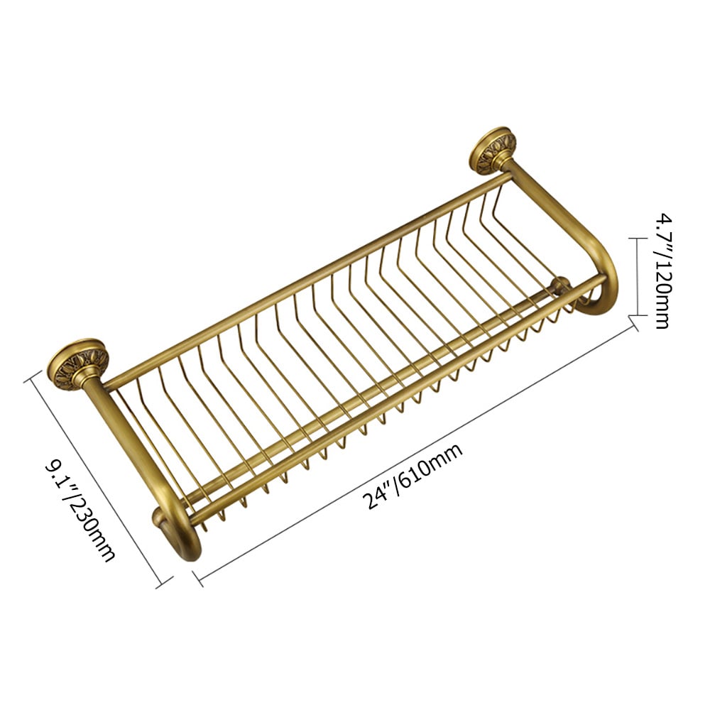 Retro Bathroom Wall Mounted Towel Bar with Shelf Metal Holder window image