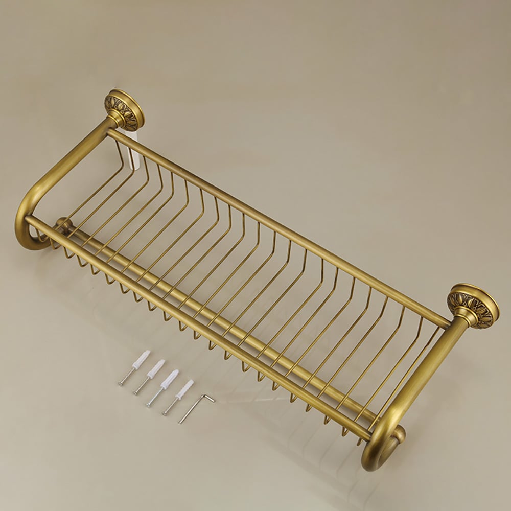 Retro Bathroom Wall Mounted Towel Bar with Shelf Metal Holder window image