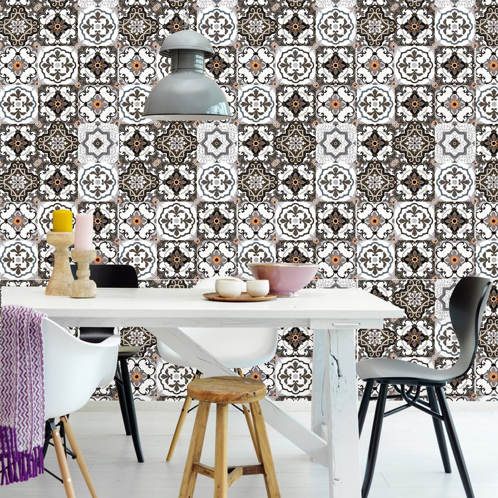 450mm x 6000mm Ethnic Pattern Creative Lattice Multi-Colour Peel and Stick Wallpaper window image