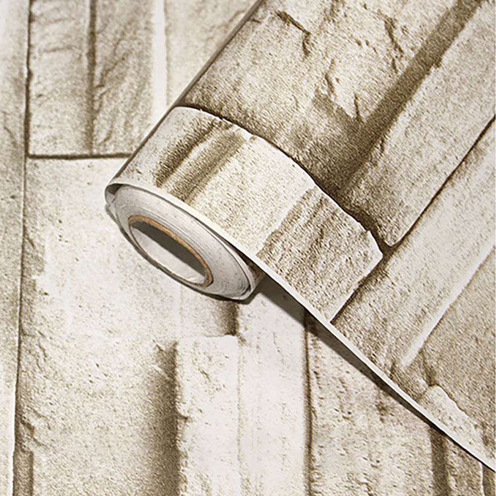 Industrail Brick Rock in Brownish Yellow 17.7″W x 19.6′L Peel and Stick Wallpaper window image