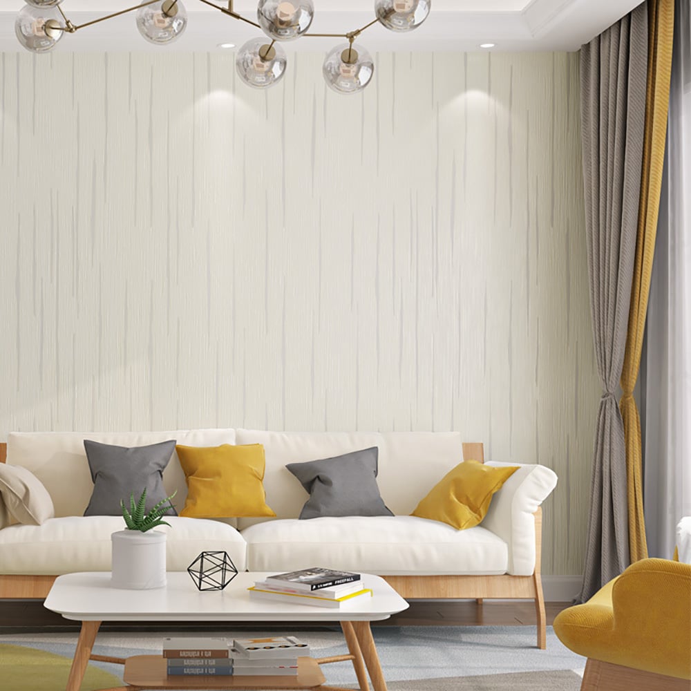 Modern Pastoral in Light Yellow 20.8″W x 16.4′L Peel and Stick Wallpaper window image