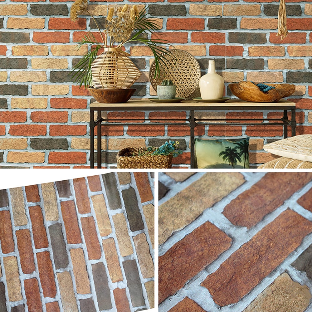 Vintage and Industrial Red Brick Texture17.7″W x 19.6′L Peel and Stick ...